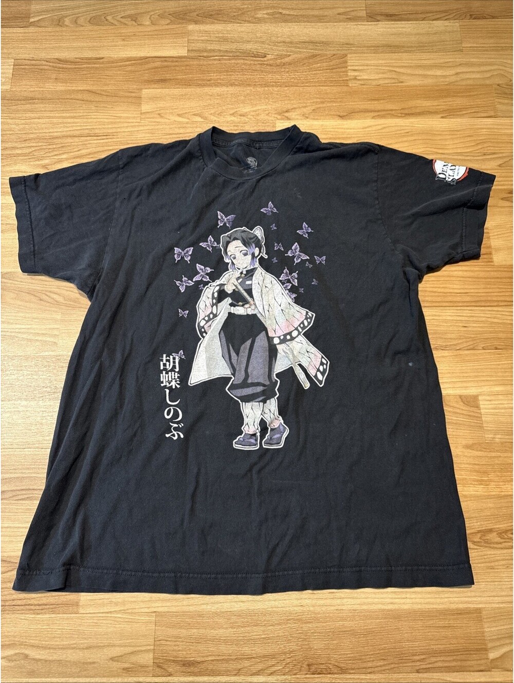 Demon Slayer Shinobu Kocho Large Manga Anime Black Cotton T-shirt Youth Cartoon